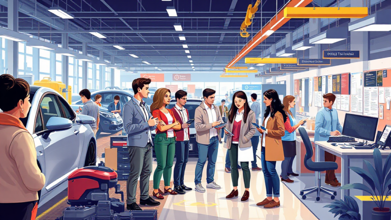 Imagen representativa de oportunidades laborales en la industria automotriz, mostrando un entorno de trabajo moderno y dinámico.