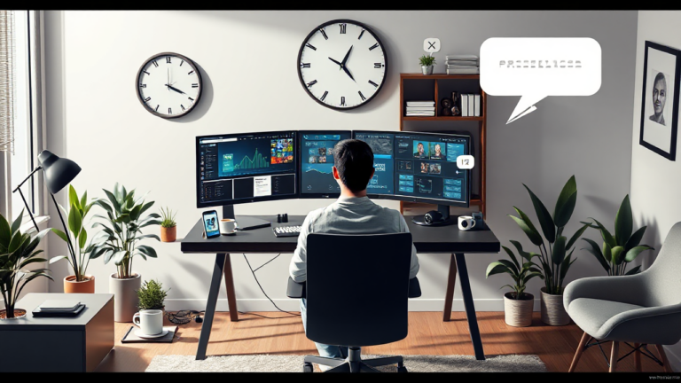 Imagen que ilustra los desafíos del trabajo remoto y cómo manejarlos para mejorar la productividad.