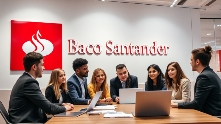 Imagen sobre la candidatura a una vaga financiera en Banco Santander.