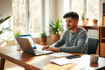 Imagen de una persona utilizando una aplicación para solicitar un crédito con pocos documentos.