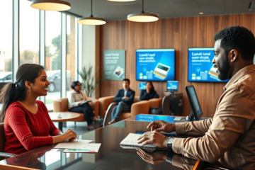 Imagen informativa sobre cómo conseguir un préstamo con atención en español por Wells Fargo.