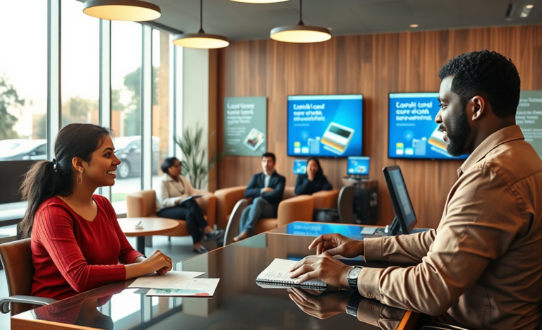 Imagen informativa sobre cómo conseguir un préstamo con atención en español por Wells Fargo.