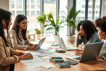 Inmigrante revisando información sobre préstamos en Progreso Financiero.