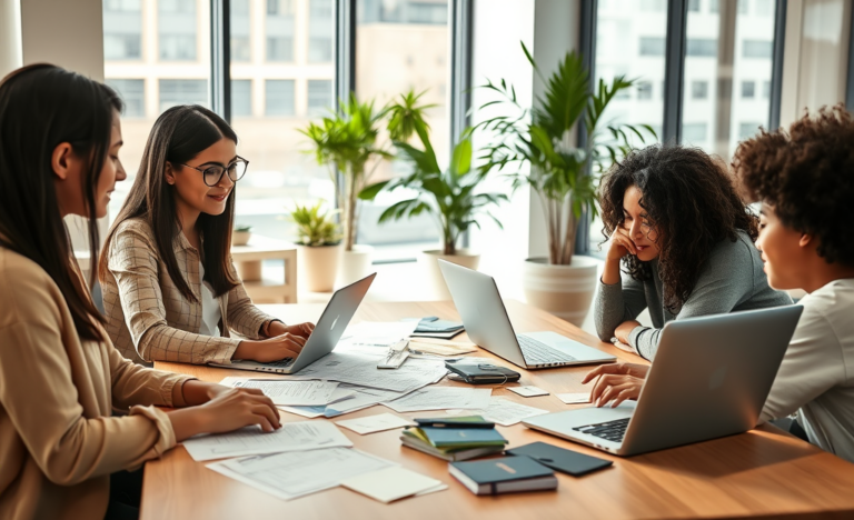 Inmigrante revisando información sobre préstamos en Progreso Financiero.